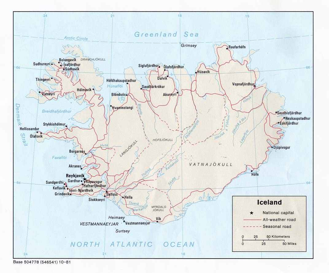 Современная политическая карта Исландии (132 Кб)