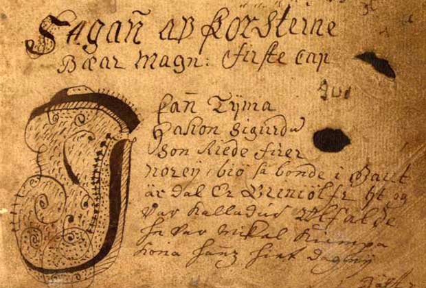 Фрагмент рукописи ÍBR 97 4to (1763-1766)